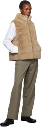Herno Tan Quilted Faux-Fur Down Vest