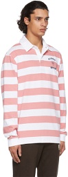 Billionaire Boys Club Pink & White Heart & Mind Striped Rugby Polo