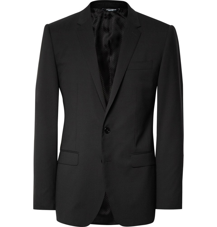 Photo: Dolce & Gabbana - Black Slim-Fit Stretch-Virgin Wool Suit - Black