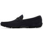 Ferragamo Navy Gancini Ornament Driver Loafers