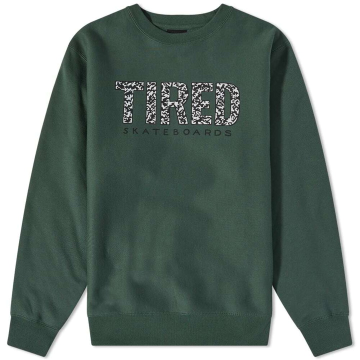 Photo: Tired Skateboards Men's Elephant Pattern Crew Sweat in Green