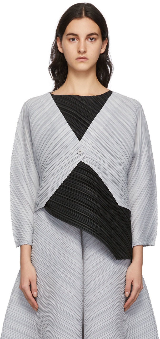 Pleats Please Issey Miyake Grey Wrapping Cardigan Pleats Please Issey ...