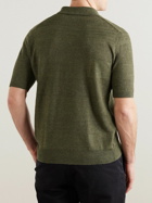 Altea - Chevron Linen, Lyocell and Cashmere-Blend Polo Shirt - Green