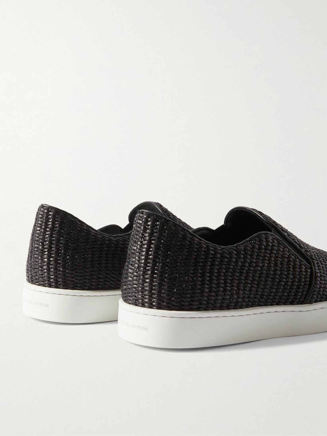 Manolo Blahnik - Nadores Raffia Slip-On Sneakers - Black