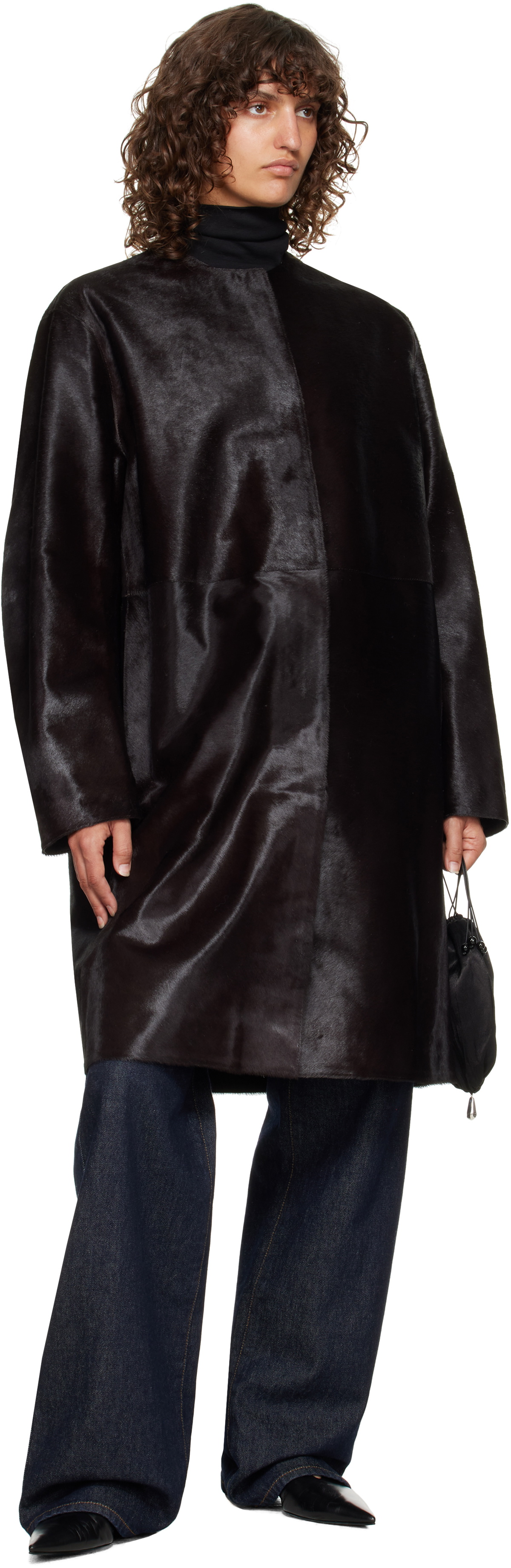 Loulou de Saison Brown Miller Pony Effect Leather Coat