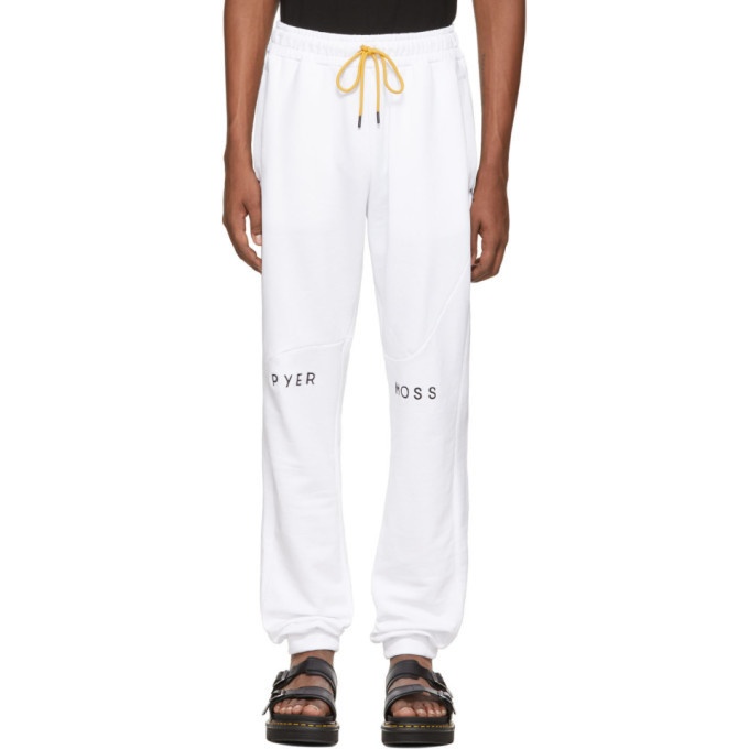 Photo: Pyer Moss White Embroidered Logo Slouchy Jogger Sweatpants