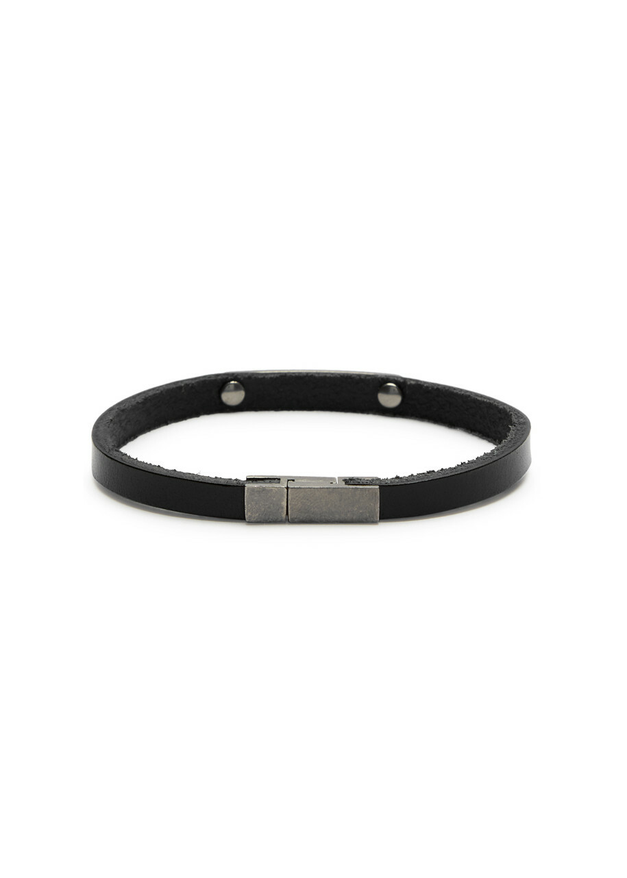 Saint Laurent Logo Leather Bracelet Black