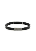 Saint Laurent Logo Leather Bracelet Black