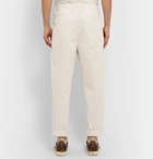 Brunello Cucinelli - Tapered Pleated Cotton-Corduroy Trousers - Neutrals