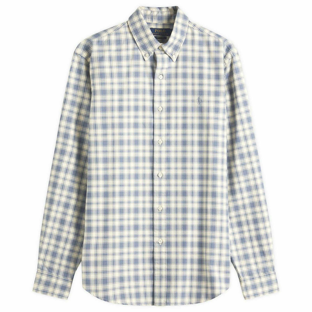 Polo Ralph Lauren Men's Custom Fit Oxford Shirt in 6738A Blue Cream Polo  Ralph Lauren