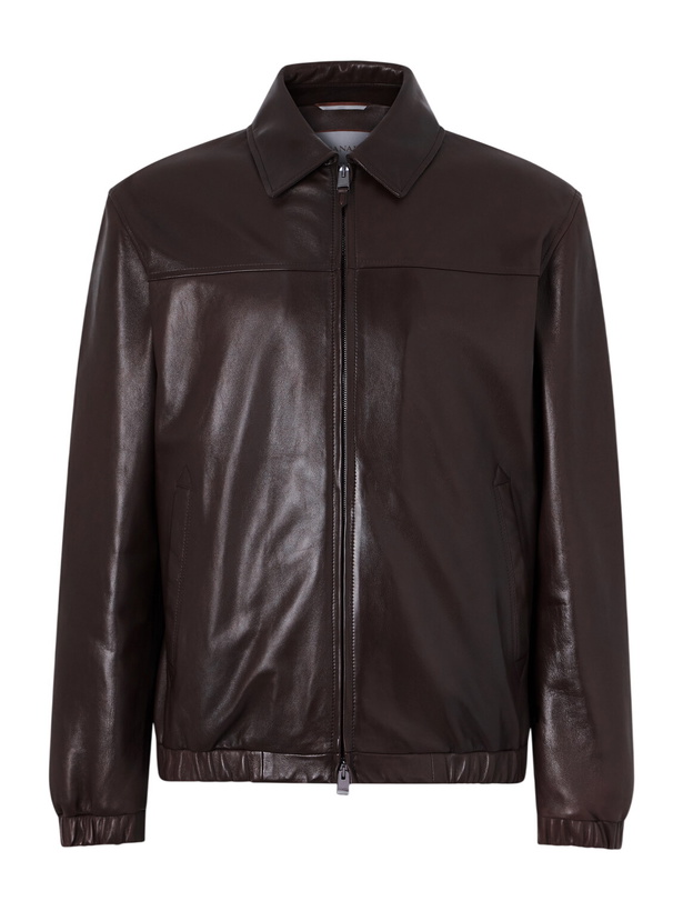 Photo: Canali - Leather Jacket - Brown