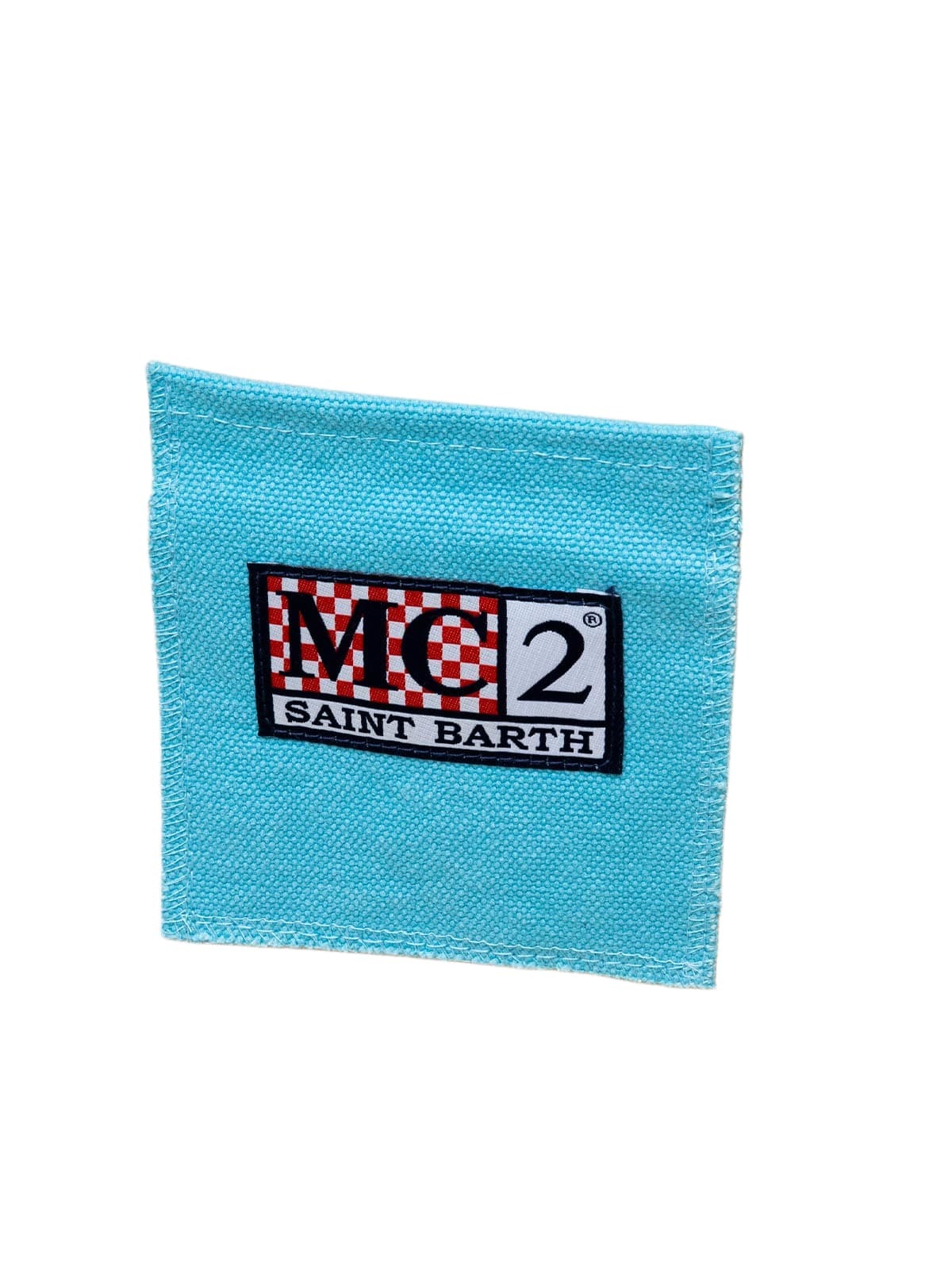 MC2 Saint Barth Light Blue Cotton Canvas Vanity Tote Bag With Logo Patch