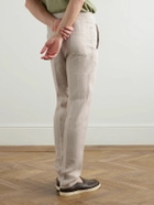 Kingsman - Straight-Leg Herringbone Linen Drawstring Trousers - Neutrals