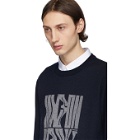 Maison Kitsune Navy Jacquard Logo Sweater