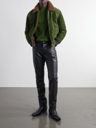 TOM FORD - Shearling-Trimmed Suede Bomber Jacket - Green