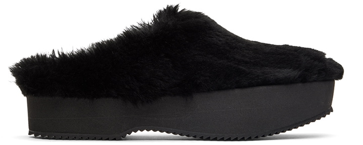 Photo: Dries Van Noten Black Slip-On Shearling Loafers