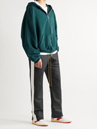 RHUDE - Collegiate Striped Linen and Silk-Blend Drawstring Track Pants - Black