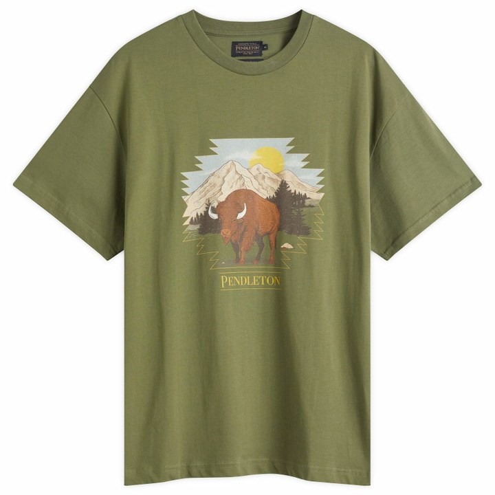 Photo: Pendleton Men's Buffalo T-Shirt in Olive