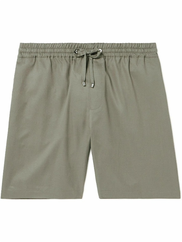 Photo: FRAME - Wide-Leg TENCEL™ Lyocell and Cotton-Blend Twill Drawstring Shorts - Green