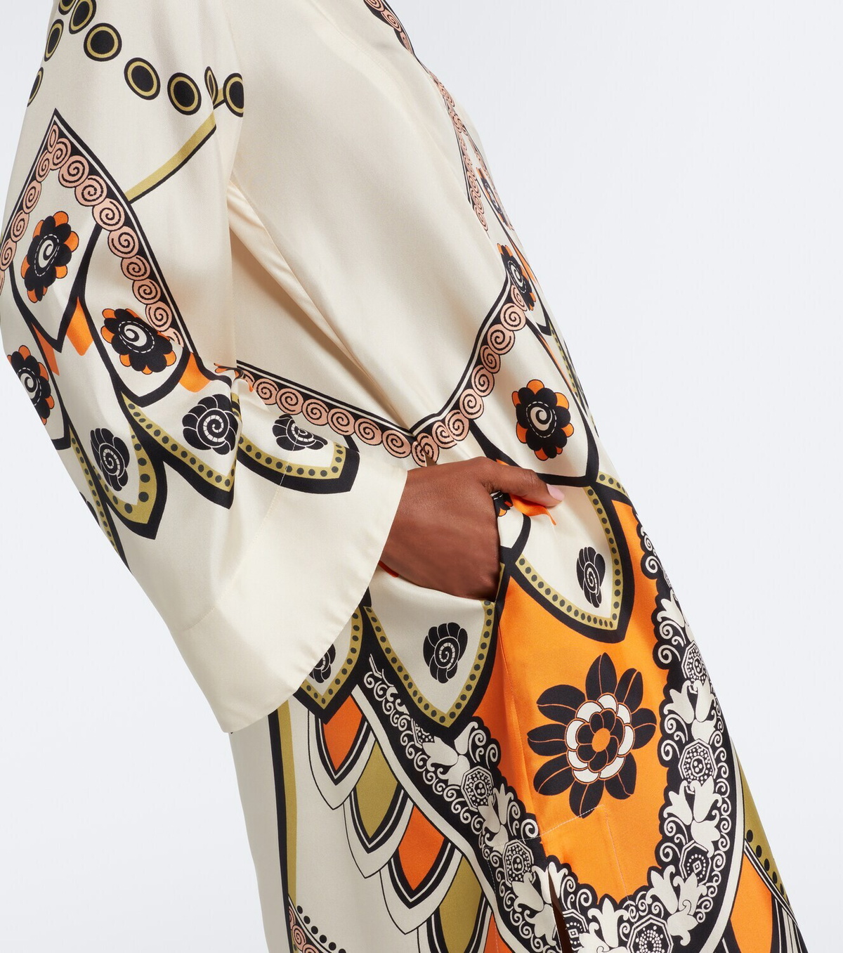 La DoubleJ Twin Flame printed silk twill midi dress