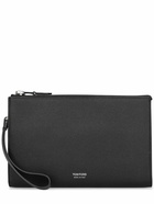 TOM FORD - Small Grain Leather Pouch W/strap