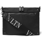 Valentino - Valentino Garavani Leather-Trimmed Shell Messenger Bag - Men - Black