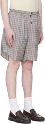 Hed Mayner Gray & Brown Checked Shorts