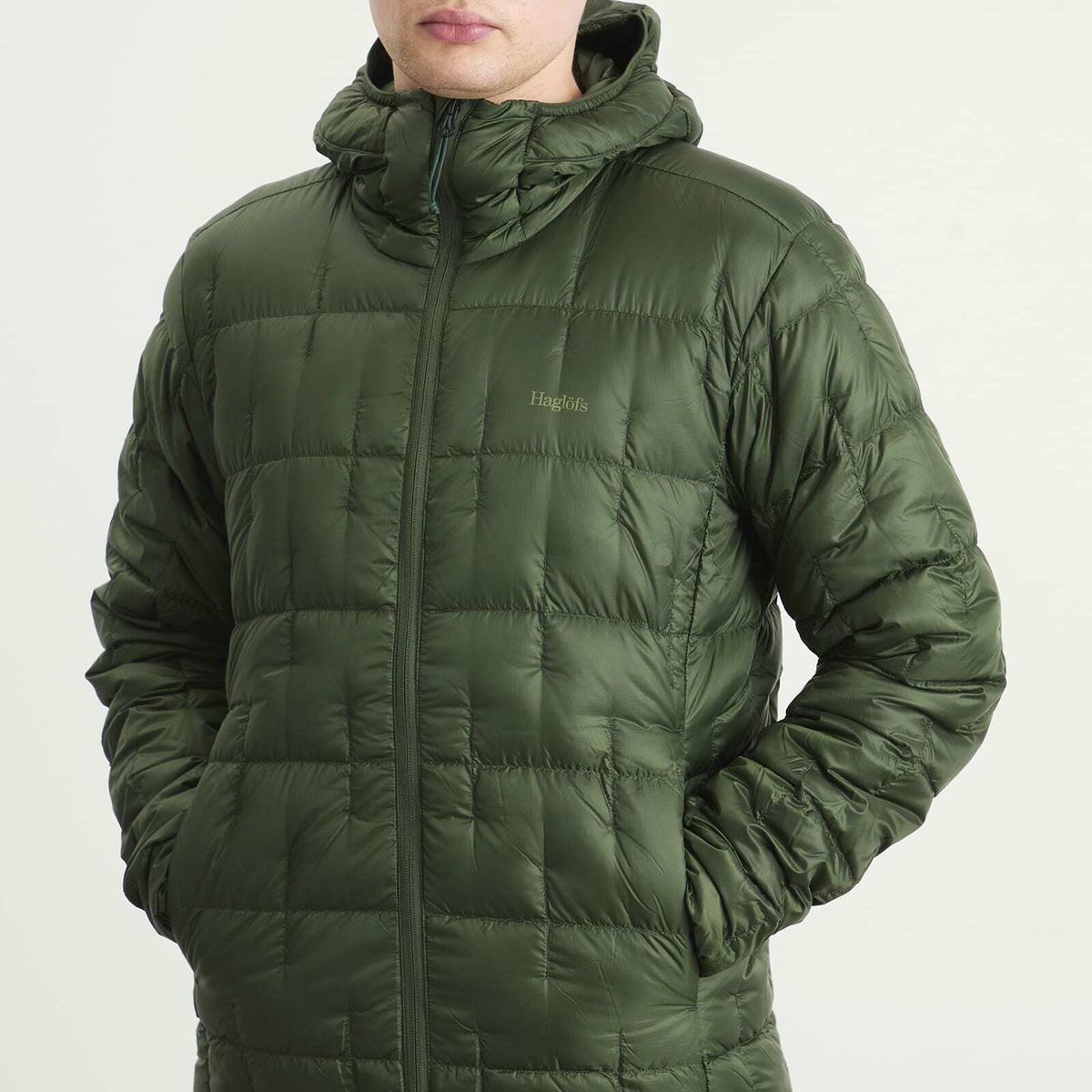 Haglöfs Men's Hede Down Hooded Jacket in Seaweed Green