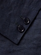 BLUE BLUE JAPAN - Slim-Fit Unstructured Panelled Indigo-Dyed Linen Blazer - Blue