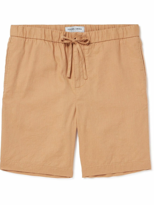 Photo: Frescobol Carioca - Felipe Straight-Leg Linen Drawstring Shorts - Orange