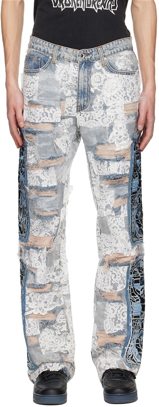 Photo: Who Decides War by MRDR BRVDO Blue Altar Lace Fusion Jeans