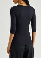 Vince Ribbed Stretch-jersey top Navy