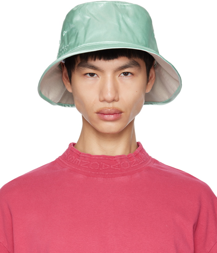 Photo: Acne Studios Reversible Green & Gray Embroidered Bucket Hat