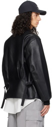 Y-3 Black Loose-Fit Faux-Leather Bomber Jacket