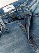 FRAME - Frayed Stretch-Denim Shorts - Blue