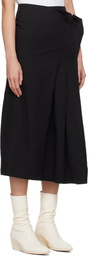 Y's Black Wrap Midi Skirt