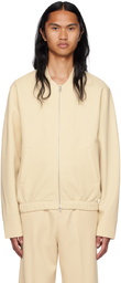 AMI Paris Beige Zipped Bomber Jacket