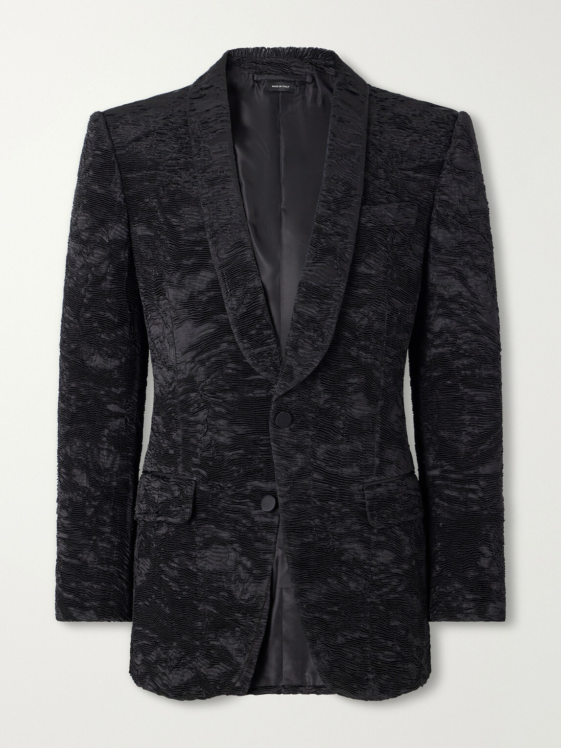 TOM FORD - Astracan Plissé Silk Tuxedo Jacket - Black