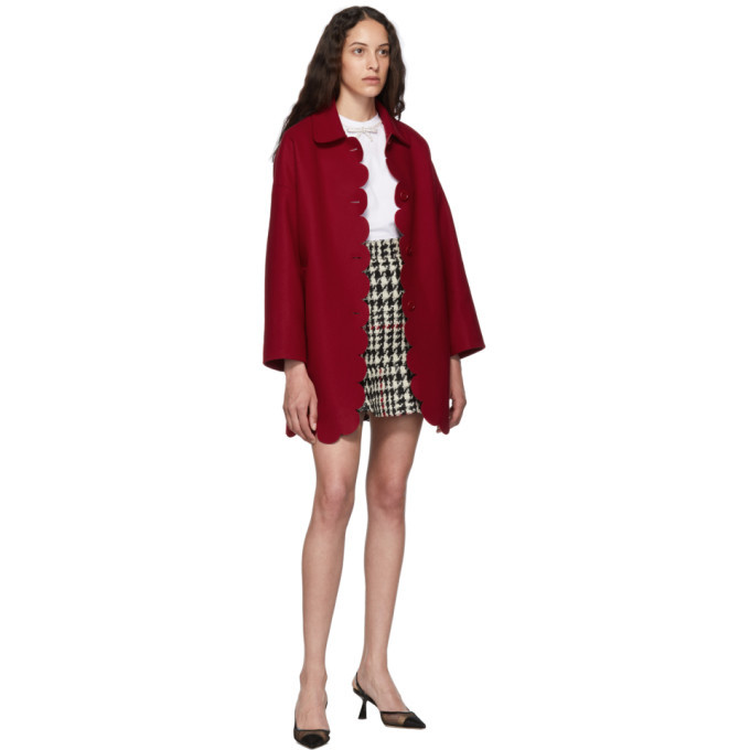 RED Valentino Red Wool Scallop Coat RED Valentino