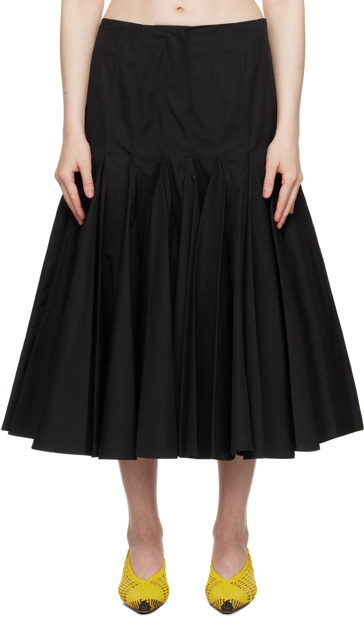 スカート Jacquemus 'La Jupe Agave' skirt Agave flared cotton poplin midi skirt in black - Jacquemus