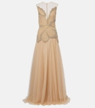 Costarellos Arabella embellished tulle gown