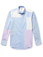 Etro - Slim-Fit Patchwork Cotton and Lyocell-Jacquard Shirt - Blue