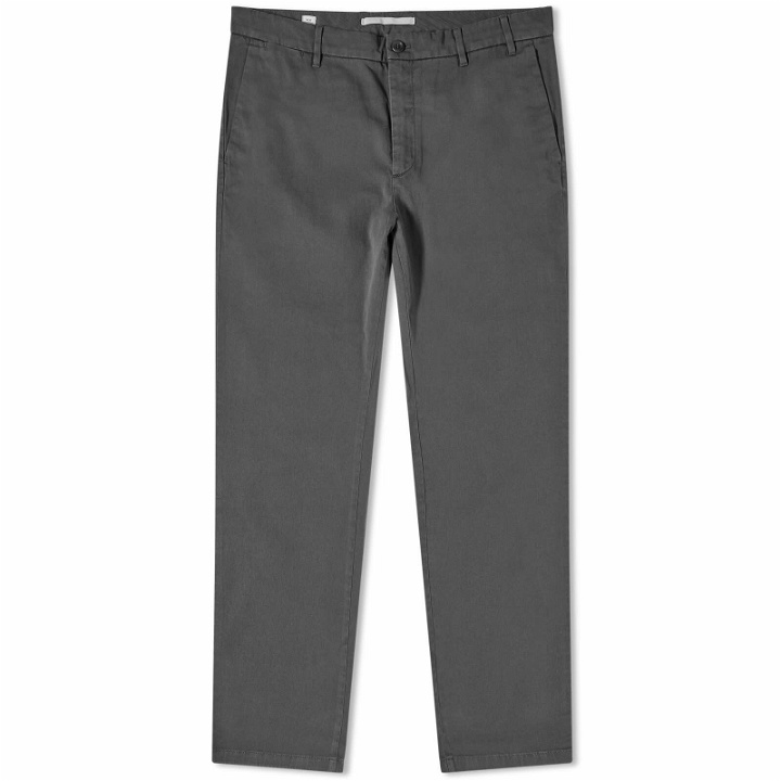 Photo: Norse Projects Men's Aros Slim Stretch Twill Chino in Slate Grey