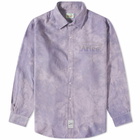 Aries Men's Overdyed Oxford Stripe Shirt in Purple