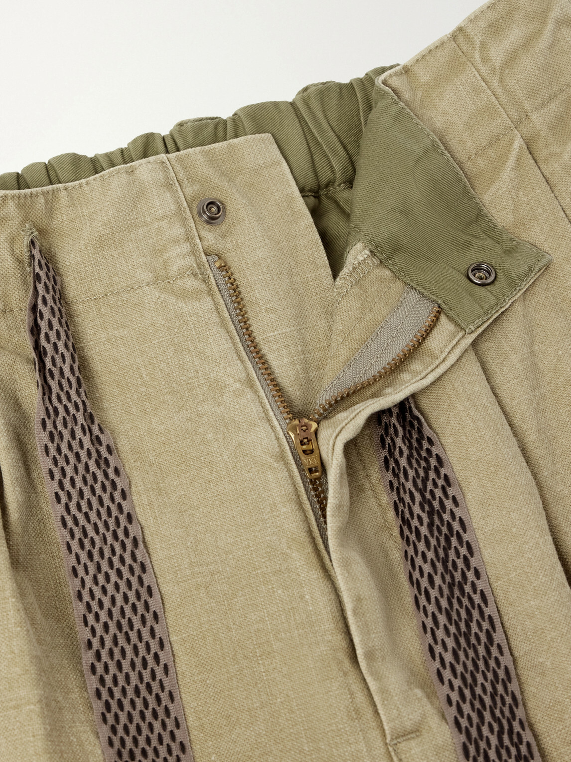 KAPITAL - Easy Straight-Leg Pleated Cotton-Canvas Trousers - Neutrals