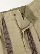 KAPITAL - Easy Straight-Leg Pleated Cotton-Canvas Trousers - Neutrals