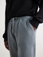 FEDELI - Straight-Leg Linen Drawstring Trousers - Gray