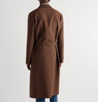 Gucci - Shawl-Collar Belted Piped Logo-Jacquard Twill Coat - Brown
