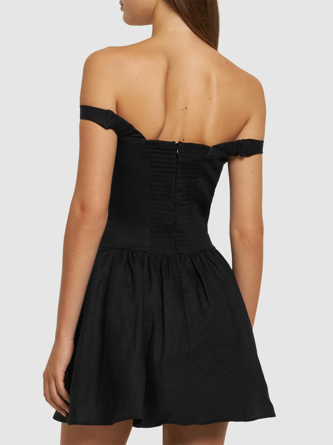 REFORMATION Sora Off-the-shoulder Linen Short Dress Reformation