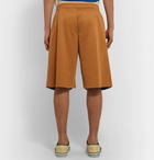 Gucci - Wide-Leg Striped Webbing-Trimmed Tech-Jersey Shorts - Brown